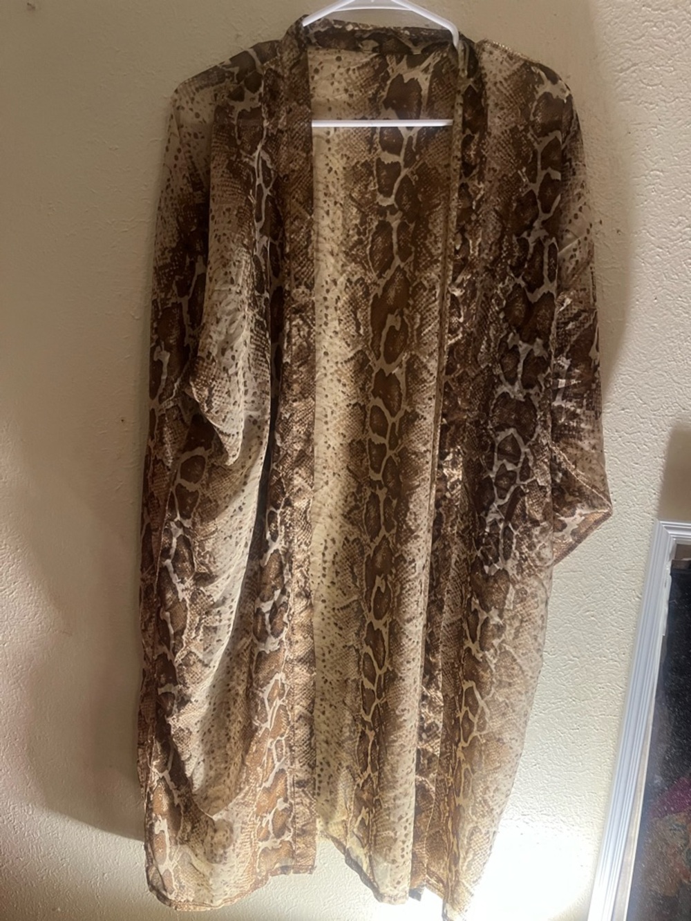 Brown Snake Print Kimono Cover-Up